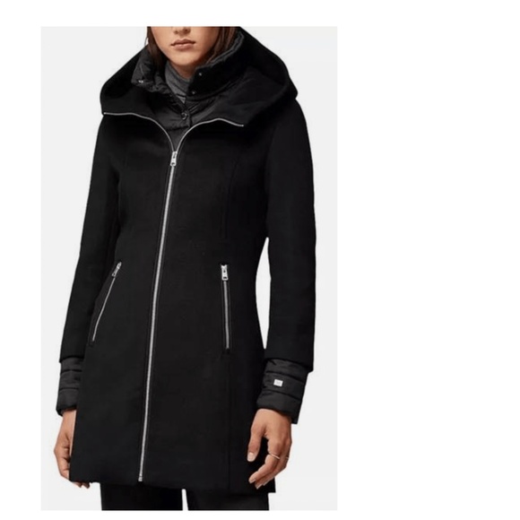SOIA & KYO - Rooney Mixed Media Coat - Black - Size Small - Picture 1 of 15